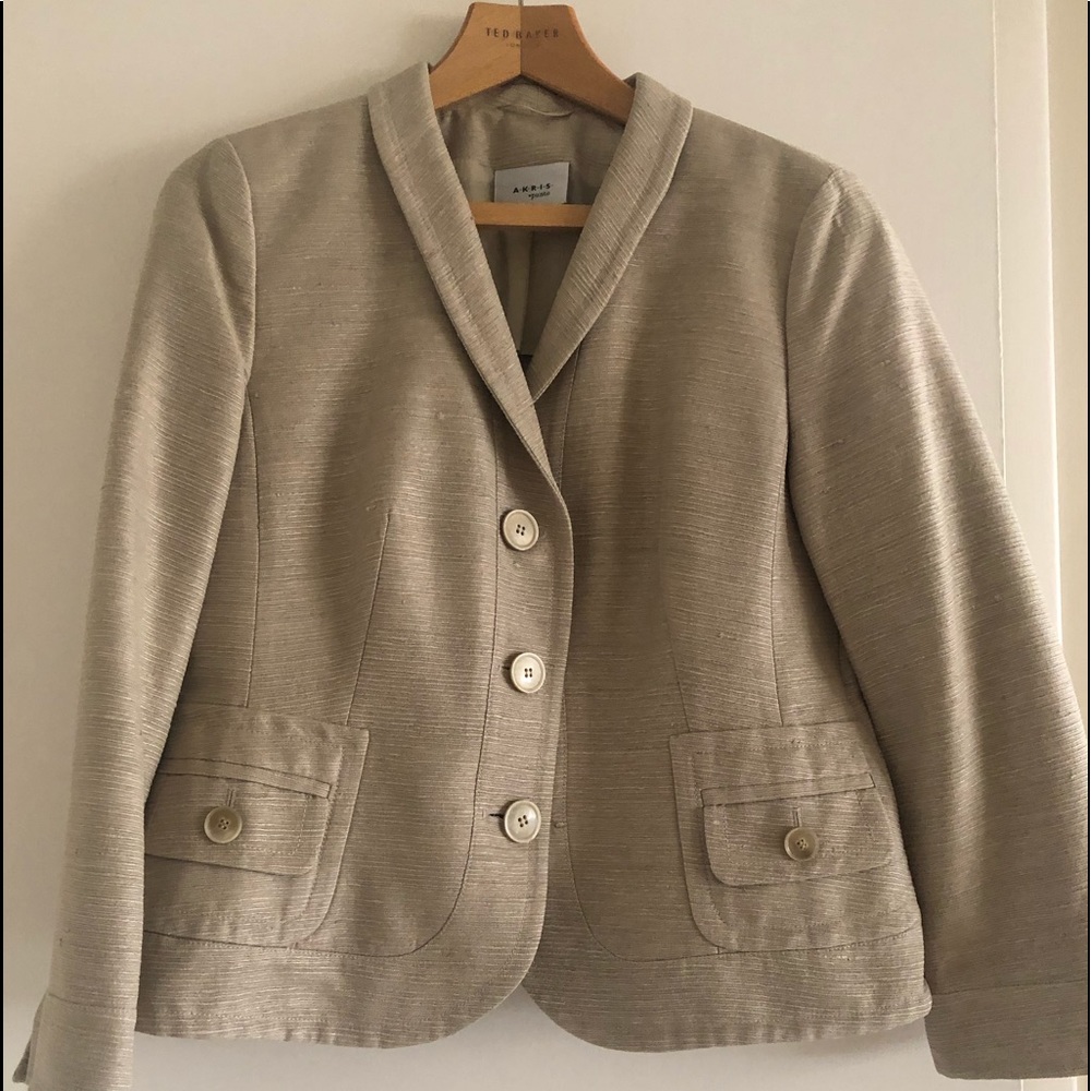 100% silk golden beige blazer .